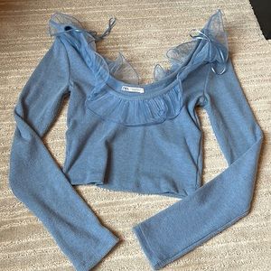 Zara blue ruffle top M